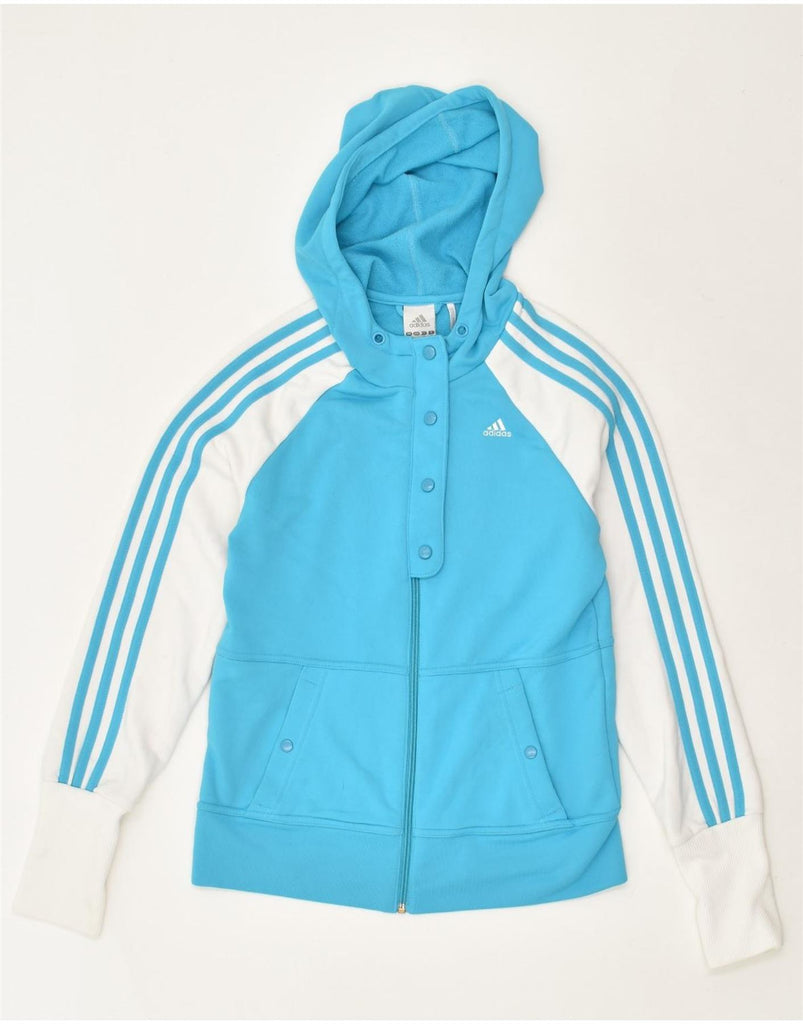 ADIDAS Womens Clima 365 Zip Hoodie Sweater UK 12 Medium Blue Colourblock | Vintage Adidas | Thrift | Second-Hand Adidas | Used Clothing | Messina Hembry 