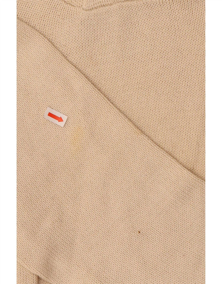 Zara Mens Shawl Neck Jumper Sweater Large Beige Cotton