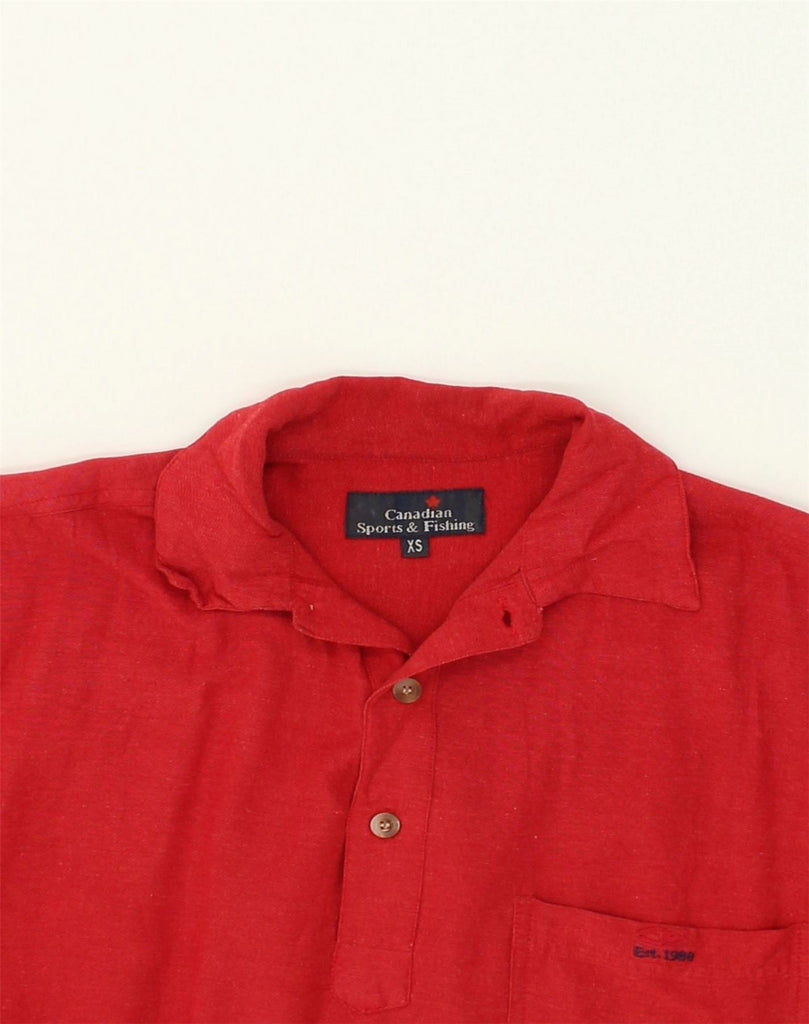 CANADIAN Mens Oversized Short Sleeve Pullover Shirt XS Red Viscose | Vintage Canadian | Thrift | Second-Hand Canadian | Used Clothing | Messina Hembry 