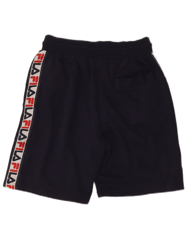 Fila Mens Graphic Sport Shorts Small Navy Blue Colourblock Cotton
