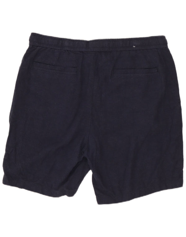 ZARA Mens Chino Shorts XL W34  Navy Blue Linen