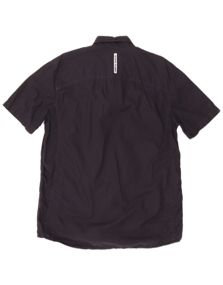 Cape Horn Mens Short Sleeve Shirt IT 52 Large Navy Blue Cotton