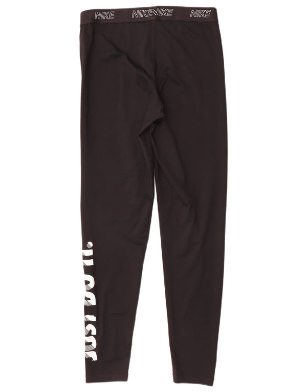 Nike Womens Graphic Leggings UK 14 Large Black Polyester