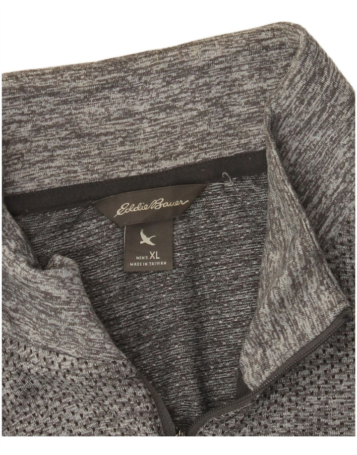 EDDIE BAUER Mens Zip Neck Pullover Tracksuit Top XL Grey Flecked