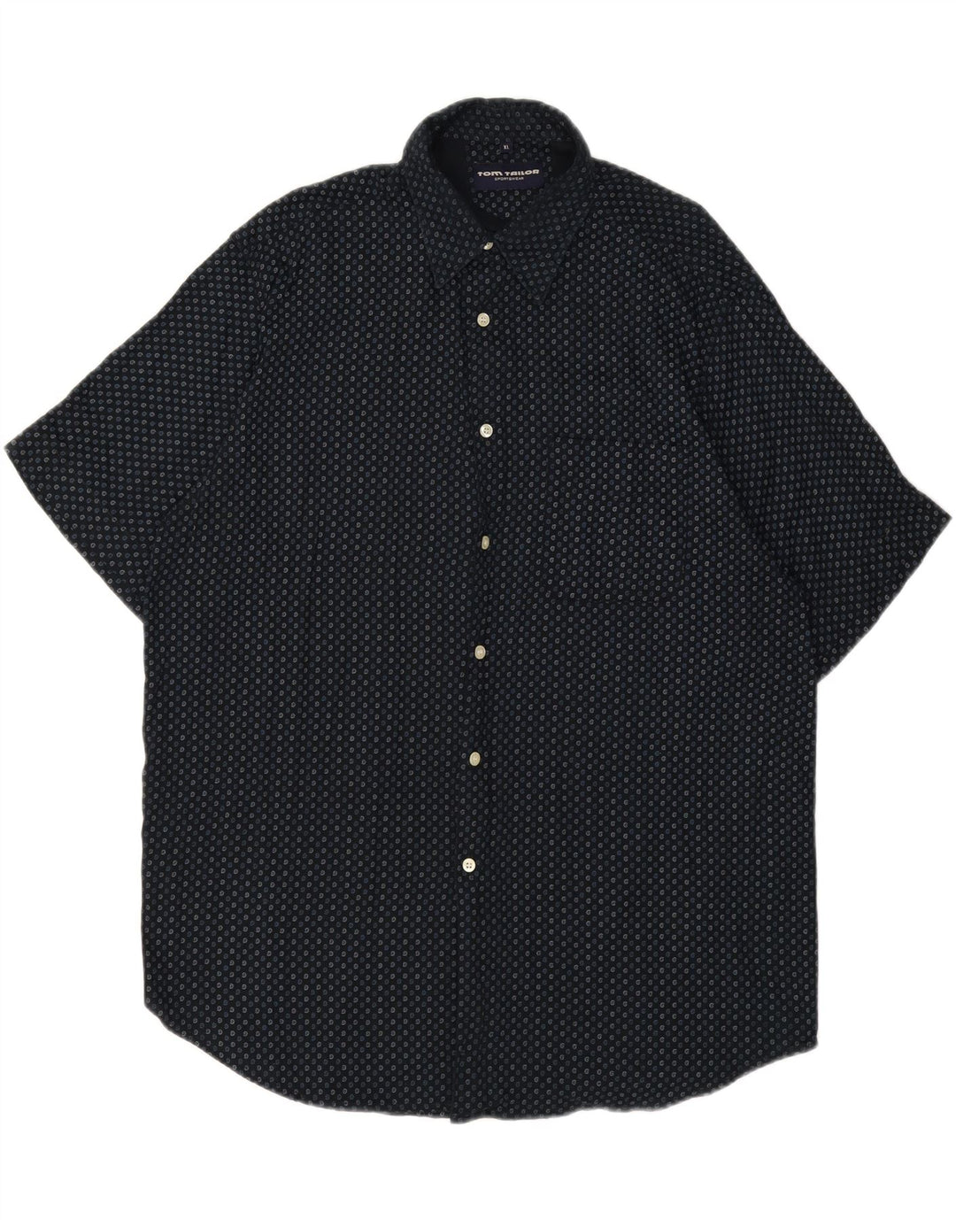 TOM TAILOR Mens Short Sleeve Shirt XL Navy Blue Spotted Cotton Vintage Tom Tailor and Second-Hand Tom Tailor from Messina Hembry 