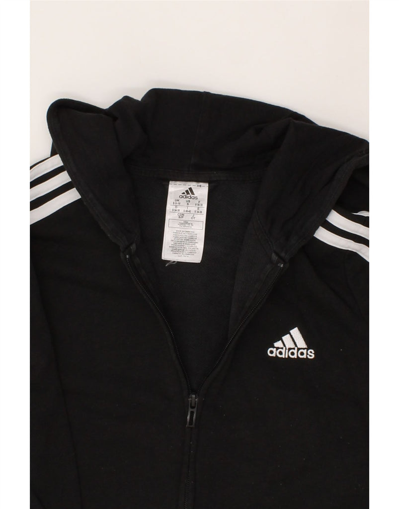 ADIDAS Womens Zip Hoodie Sweater UK 8/10 Small Black Cotton Vintage Adidas and Second-Hand Adidas from Messina Hembry 