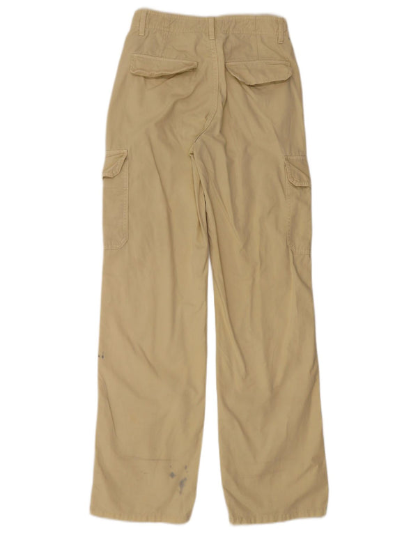 Zara Womens Bootcut Cargo Trousers EU 34 2XS W24 L32 Beige Cotton