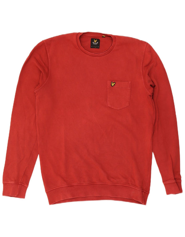 Lyle & Scott Mens Sweatshirt Jumper Large Red Cotton