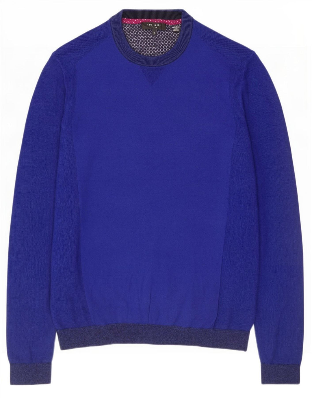 Ted Baker Mens Crew Neck Jumper Sweater Size 3 Medium Navy Blue Cotton