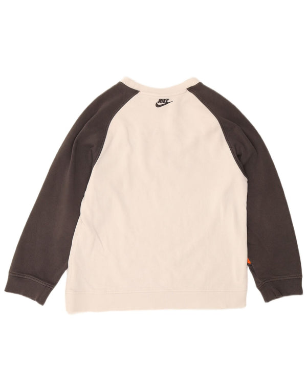Nike Boys Graphic Sweatshirt Jumper 12-13 Years Large White Colourblock