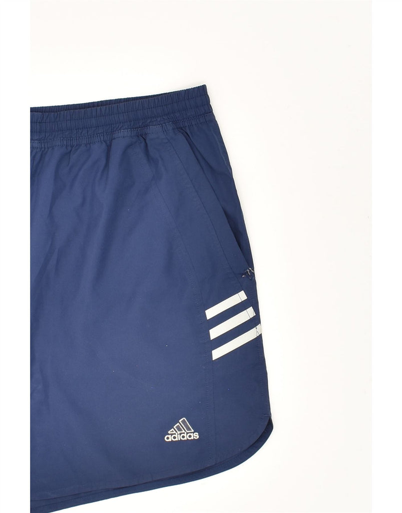 ADIDAS Womens Sport Shorts UK 12 Medium Blue Polyester | Vintage Adidas | Thrift | Second-Hand Adidas | Used Clothing | Messina Hembry 