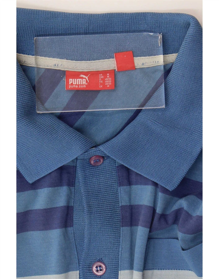 Puma Mens Polo Shirt Medium Blue Striped