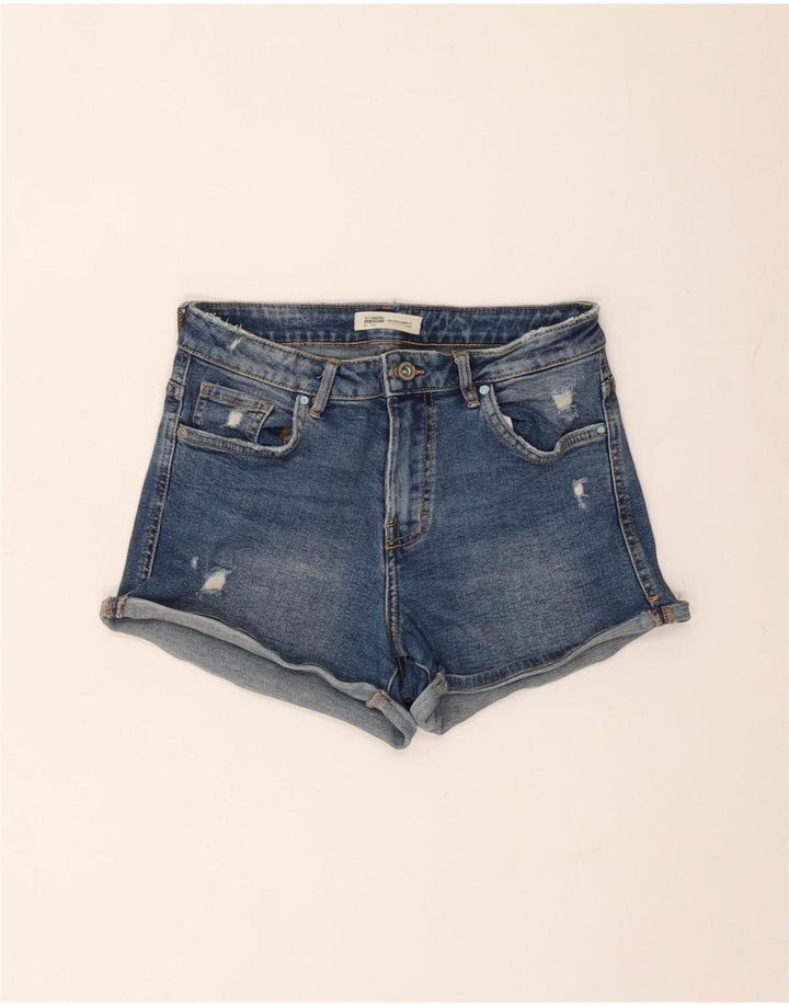 Zara Womens Distressed Denim Shorts EU 36 XS W26  Blue