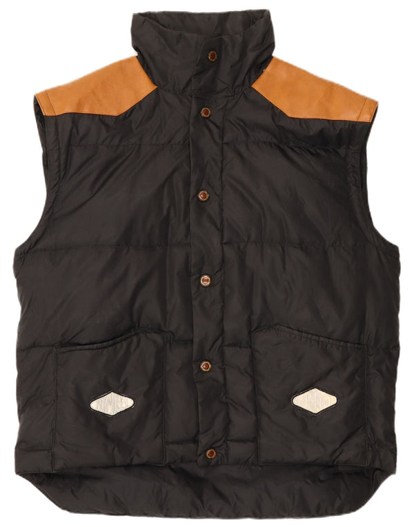 Vintage Mens Padded Gilet UK 42 XL Black Colourblock