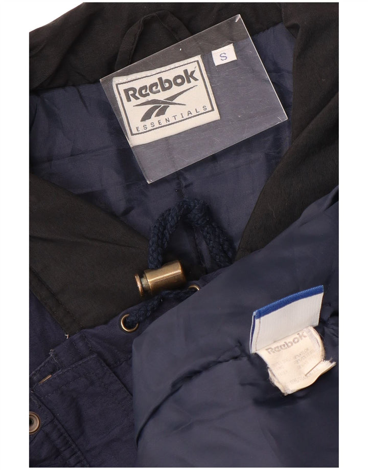 REEBOK Mens Loose Fit Windbreaker Jacket UK 36 Small Navy Blue Nylon