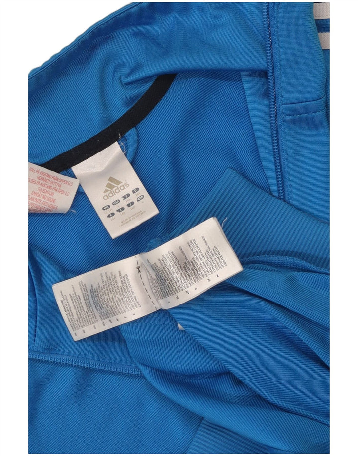 Adidas Boys Tracksuit Top Jacket 13-14 Years Blue Colourblock Polyester