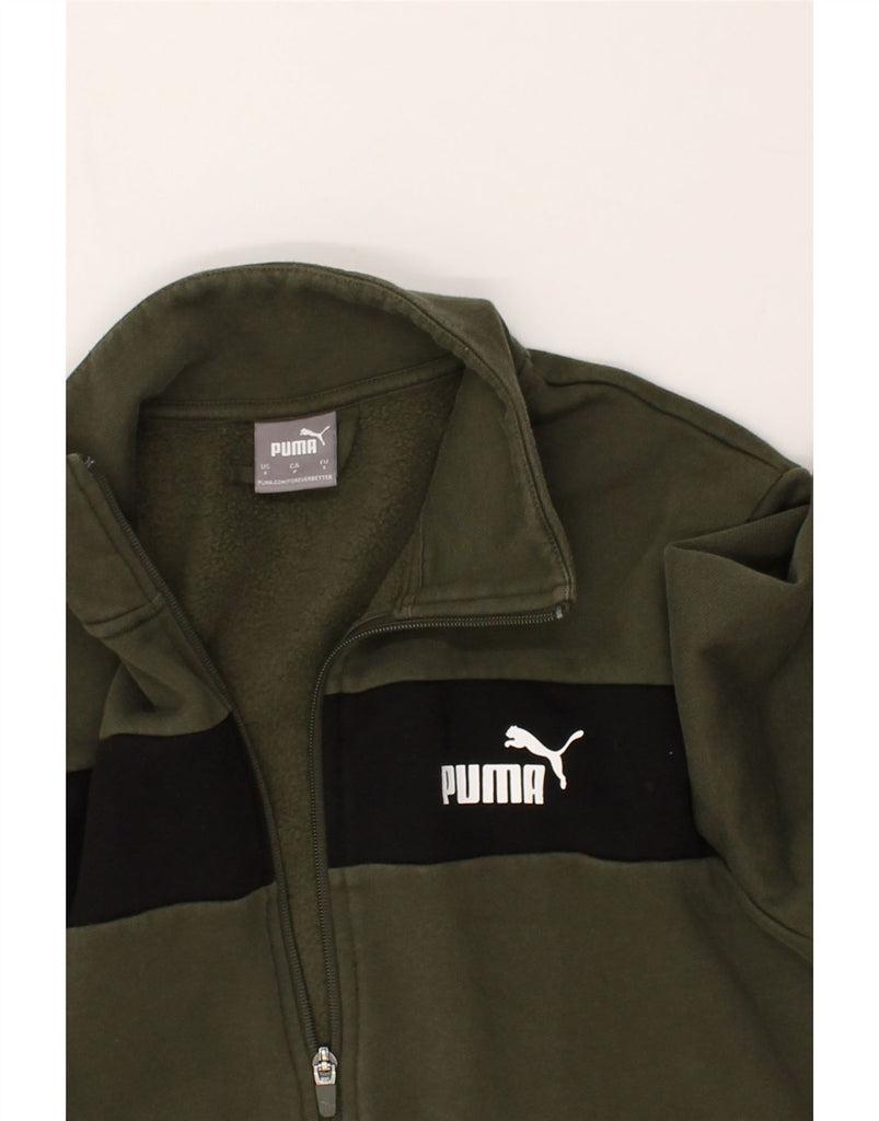 PUMA Mens Graphic Tracksuit Top Jacket Small Green Cotton | Vintage Puma | Thrift | Second-Hand Puma | Used Clothing | Messina Hembry 