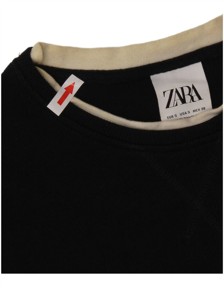 Zara Mens Top Long Sleeve Small Navy Blue Cotton