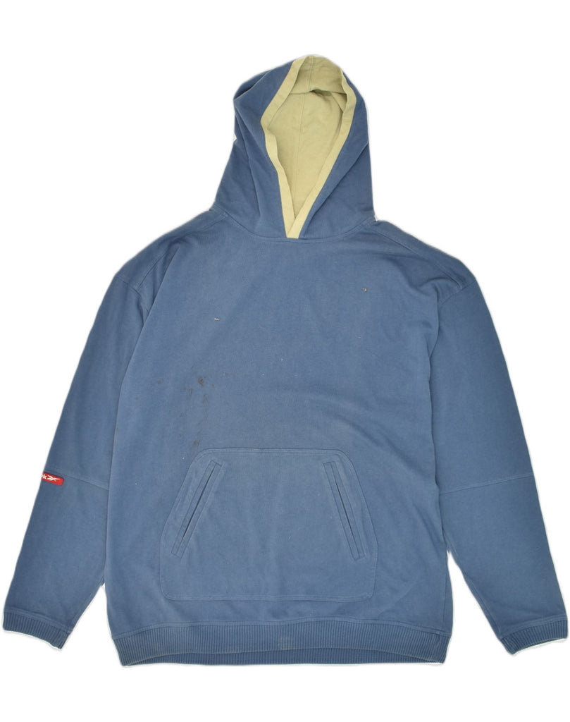 REEBOK Mens Hoodie Jumper Large Blue Cotton | Vintage Reebok | Thrift | Second-Hand Reebok | Used Clothing | Messina Hembry 