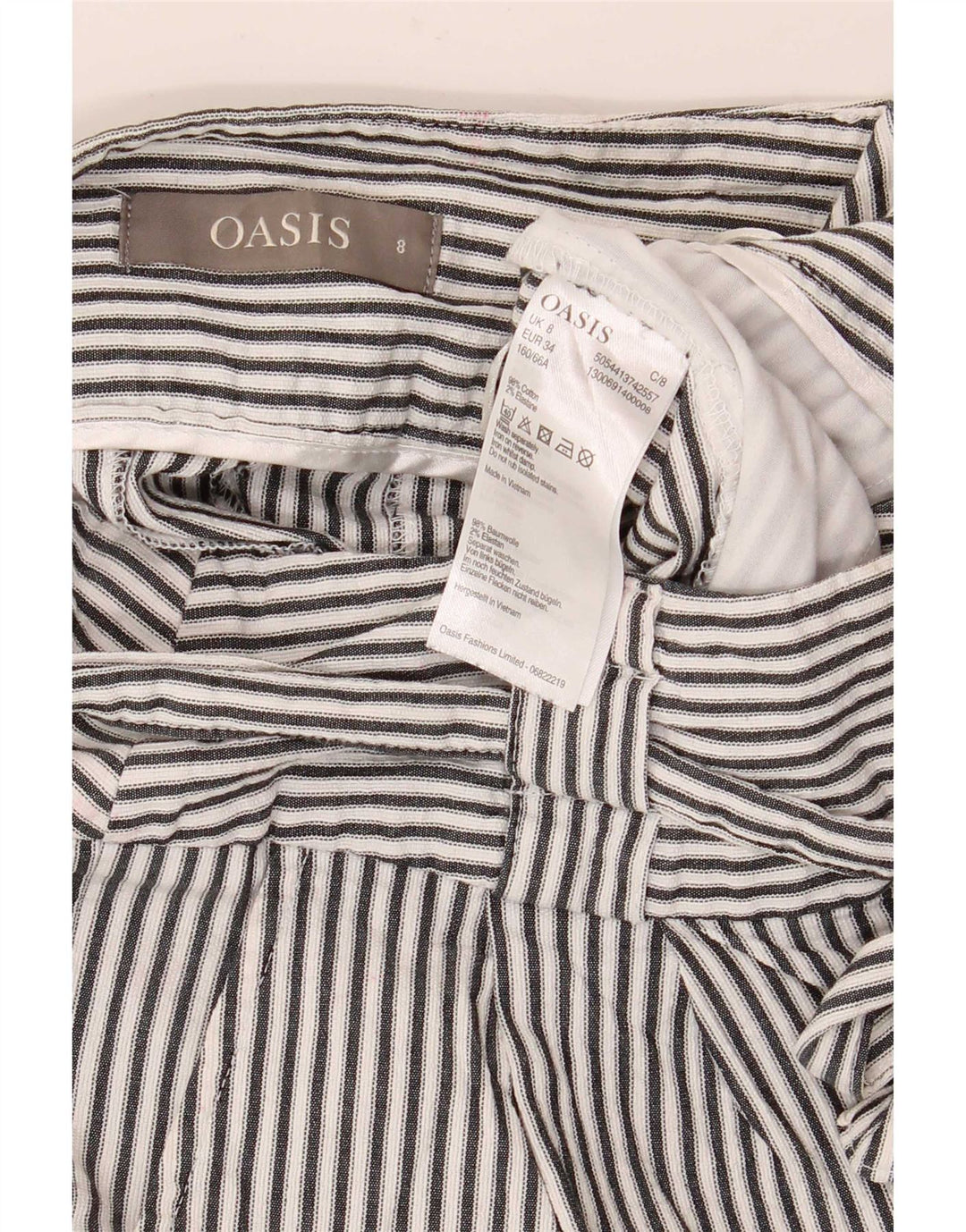 Oasis Womens Hot Pants UK 8 Small W28 White Pinstripe Cotton