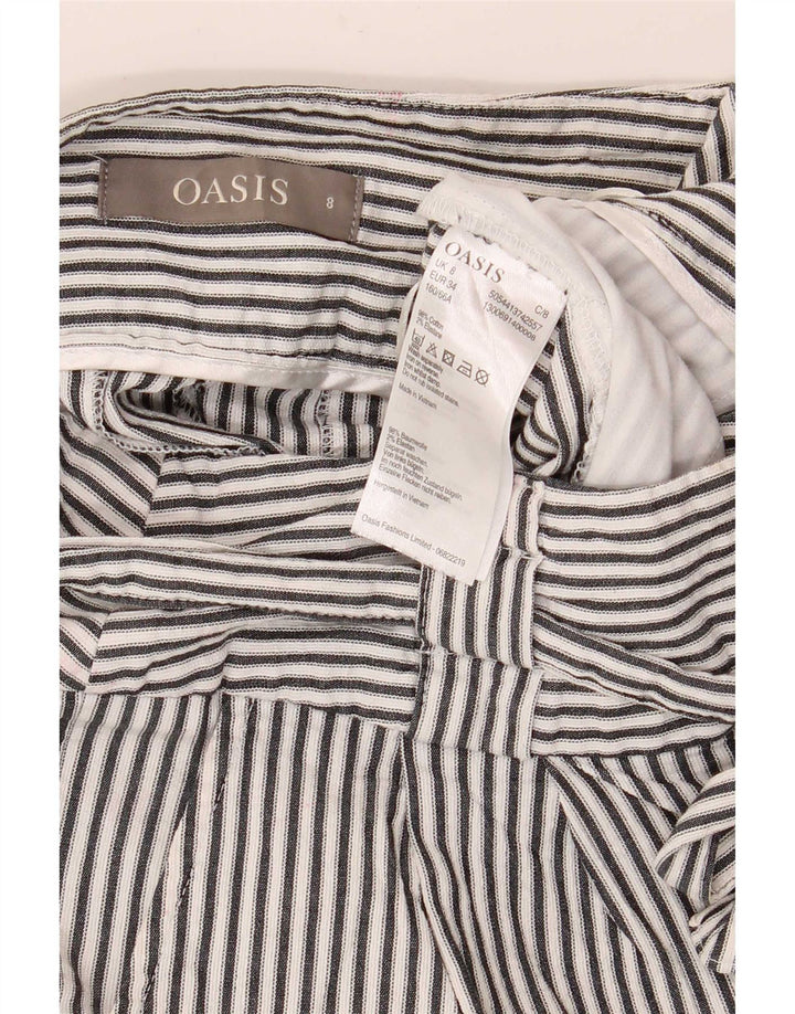 Oasis Womens Hot Pants UK 8 Small W28 White Pinstripe Cotton