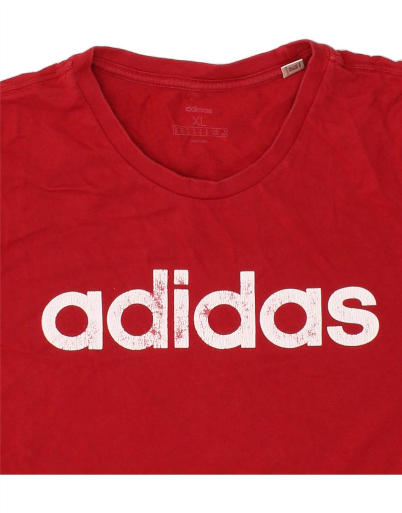 ADIDAS Mens Graphic T-Shirt Top XL Red Cotton Vintage Adidas and Second-Hand Adidas from Messina Hembry 