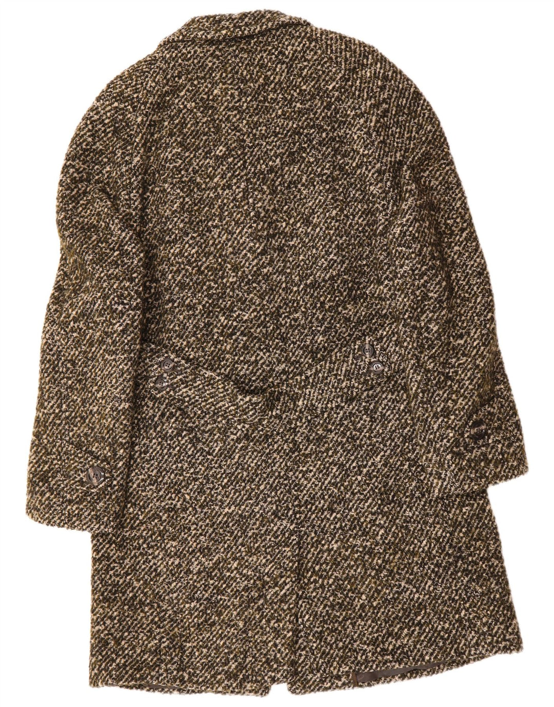 VINTAGE Mens Overcoat UK 38 Medium Khaki Flecked Wool