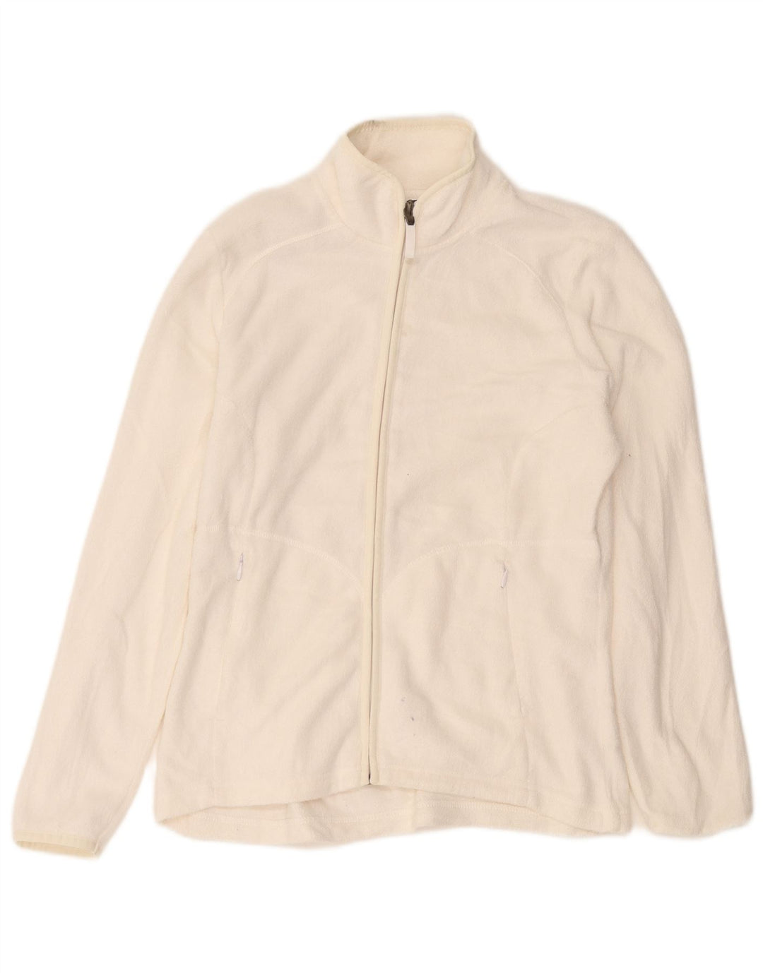Marks & Spencer Womens Fleece Jacket UK 12 Medium Off White Polyester