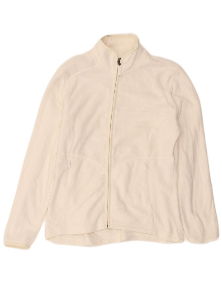 Marks & Spencer Womens Fleece Jacket UK 12 Medium Off White Polyester