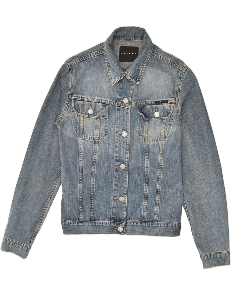 SISLEY Womens Denim Jacket UK 14 Medium Blue Cotton | Vintage Sisley | Thrift | Second-Hand Sisley | Used Clothing | Messina Hembry 