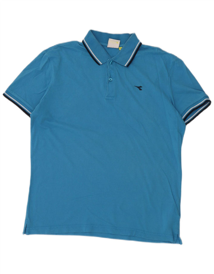 DIADORA Mens Polo Shirt Large Blue Cotton