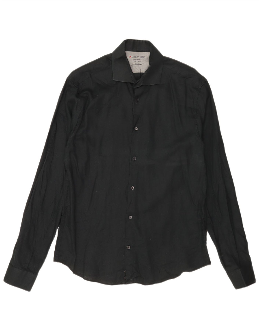 Calvin Klein Mens Extra Slim Fit Shirt Size 15 1/2 Medium Black Cotton