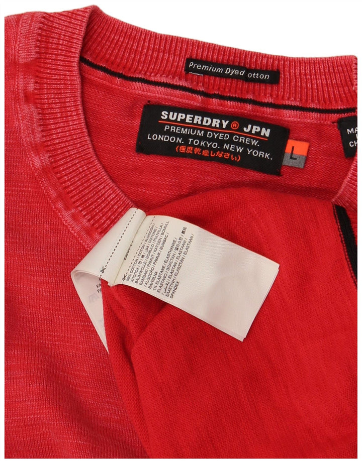 Superdry Mens Crew Neck Jumper Sweater Large Red Cotton
