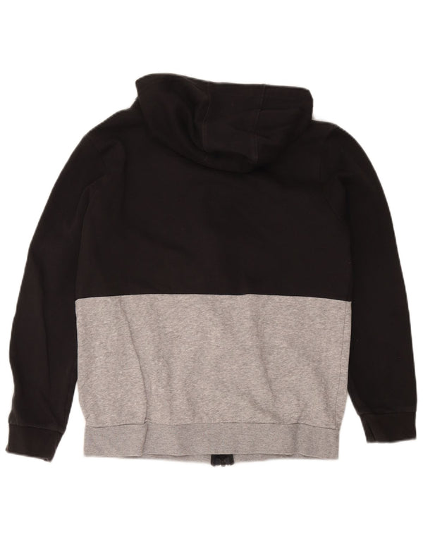 Adidas Boys Zip Hoodie Sweater 13-14 Years Black Colourblock Cotton