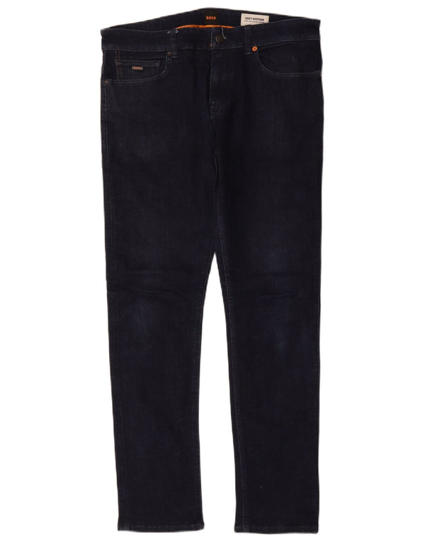 Hugo Boss Mens Delaware Slim Jeans W34 L32 Navy Blue Cotton