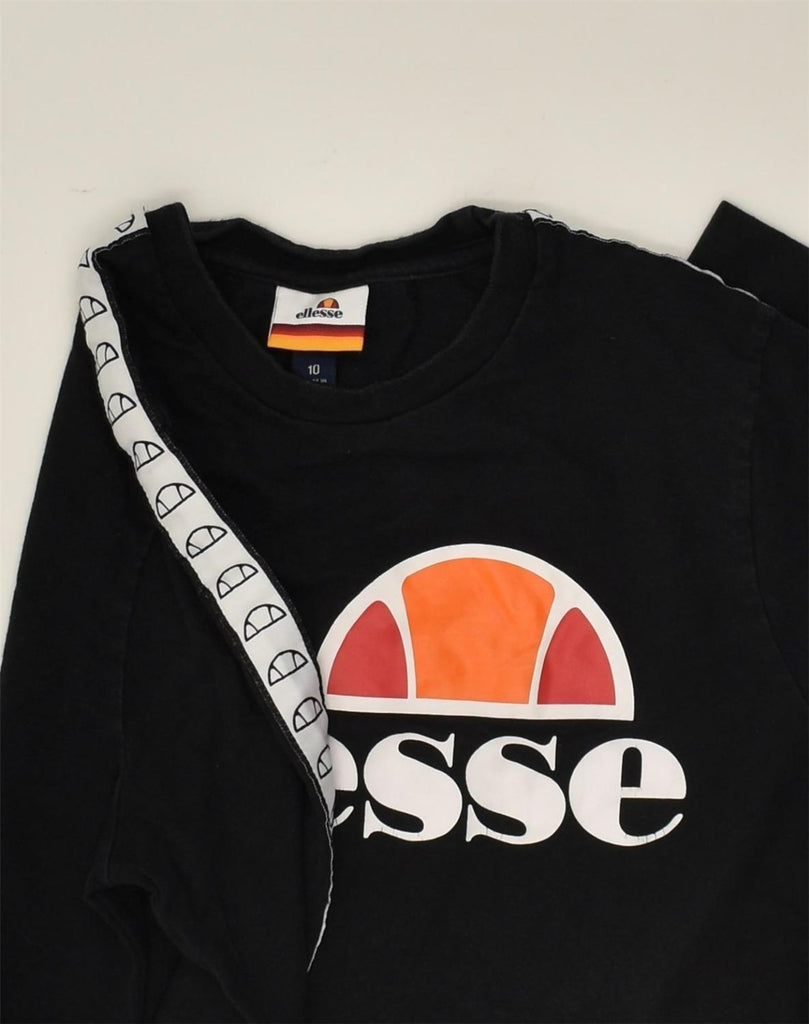 ELLESSE Womens Graphic Top Long Sleeve UK 10 Small  Black Cotton | Vintage Ellesse | Thrift | Second-Hand Ellesse | Used Clothing | Messina Hembry 