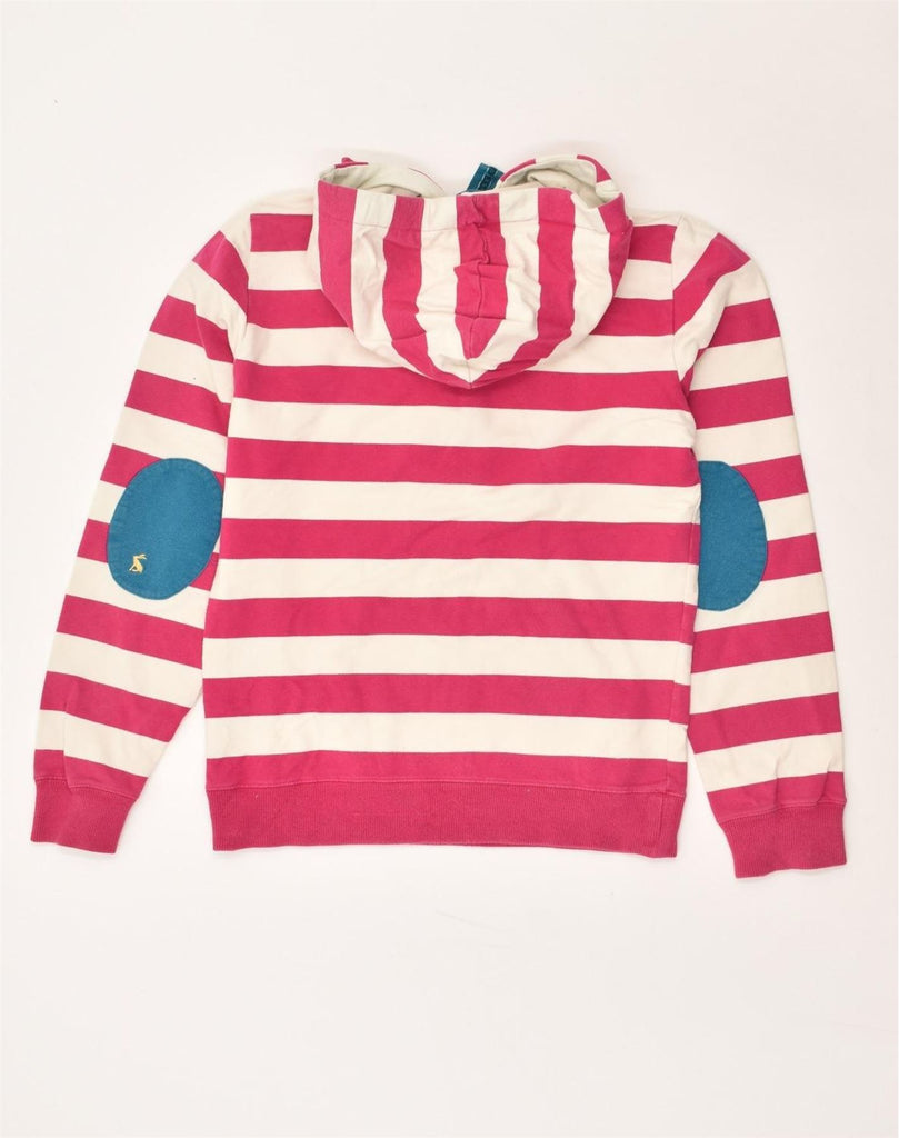 JOULES Womens Button Neck Hoodie Jumper UK 10 Small Red Striped Cotton | Vintage Joules | Thrift | Second-Hand Joules | Used Clothing | Messina Hembry 