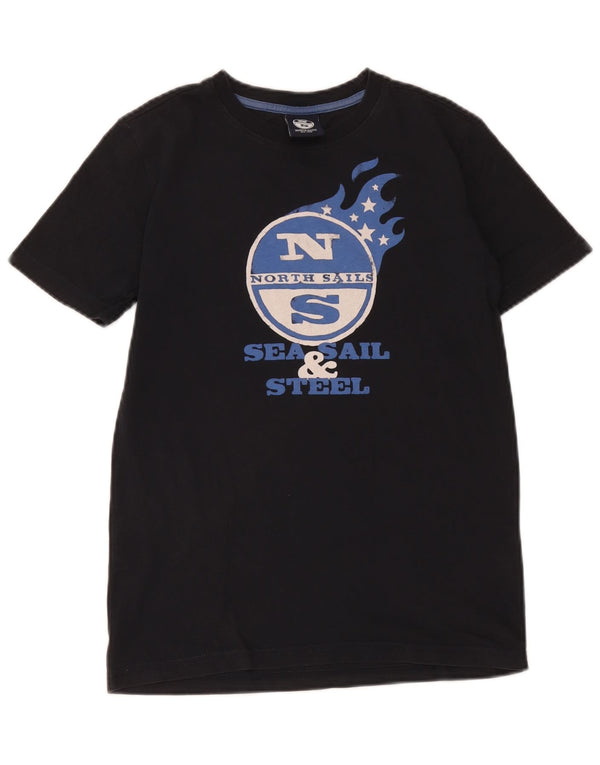 North Sails Boys Graphic T-Shirt Top 11-12 Years Black Cotton
