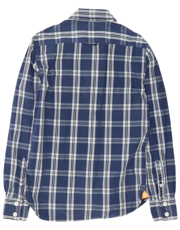 Superdry Mens Shirt Medium Navy Blue Check Cotton
