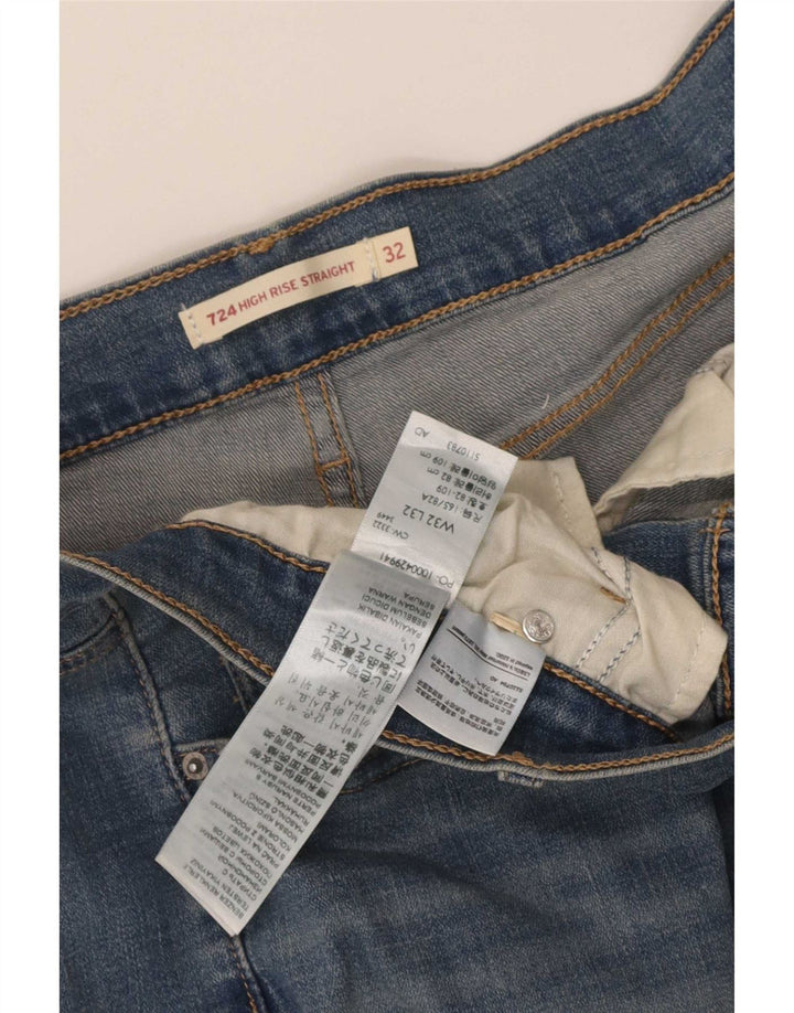 Levi's Womens 724 High Rise Straight Jeans W32 L32 Blue Cotton