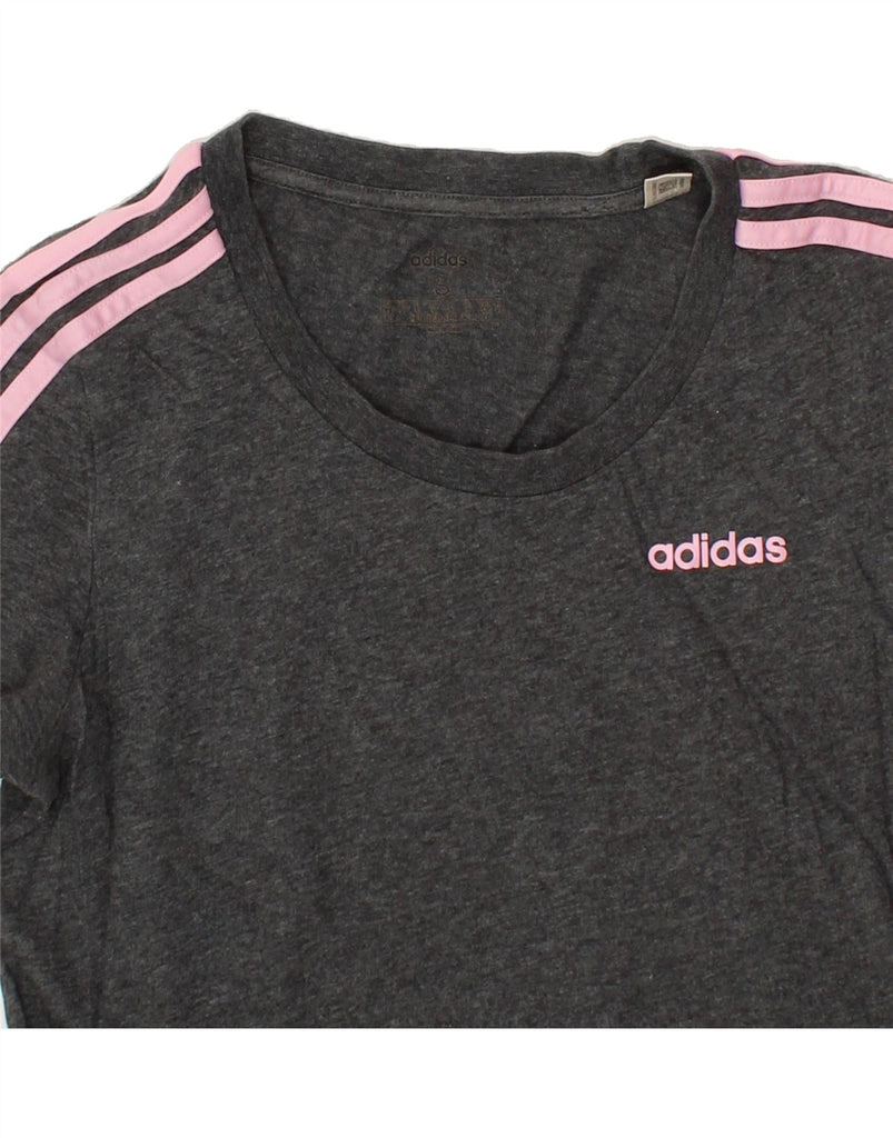 ADIDAS Womens T-Shirt Top UK 10 Small Grey Cotton Vintage Adidas and Second-Hand Adidas from Messina Hembry 