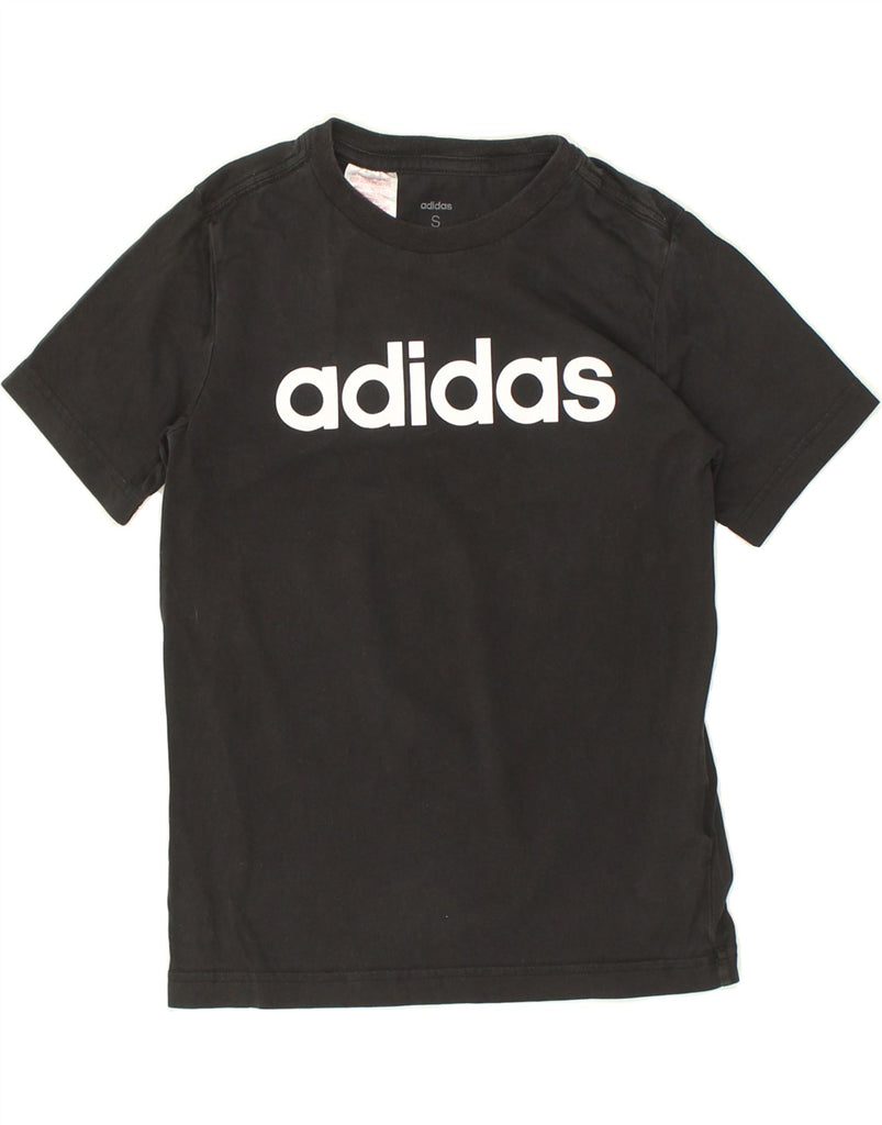 ADIDAS Boys Graphic T-Shirt Top 9-10 Years Small Black Cotton | Vintage Adidas | Thrift | Second-Hand Adidas | Used Clothing | Messina Hembry 