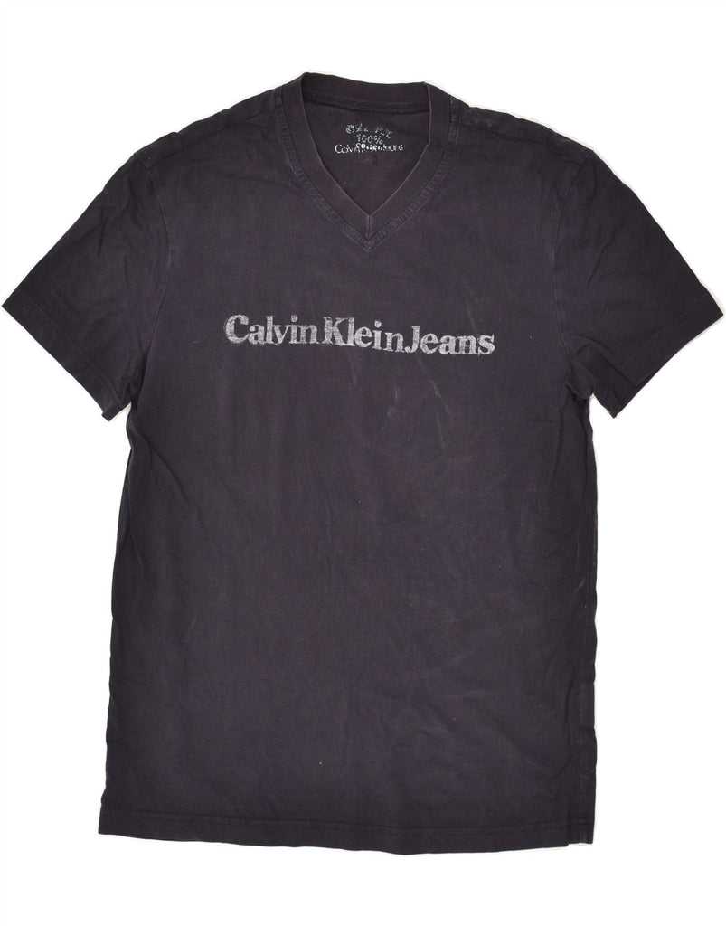 CALVIN KLEIN Mens Graphic T-Shirt Top Small Navy Blue Cotton | Vintage Calvin Klein | Thrift | Second-Hand Calvin Klein | Used Clothing | Messina Hembry 