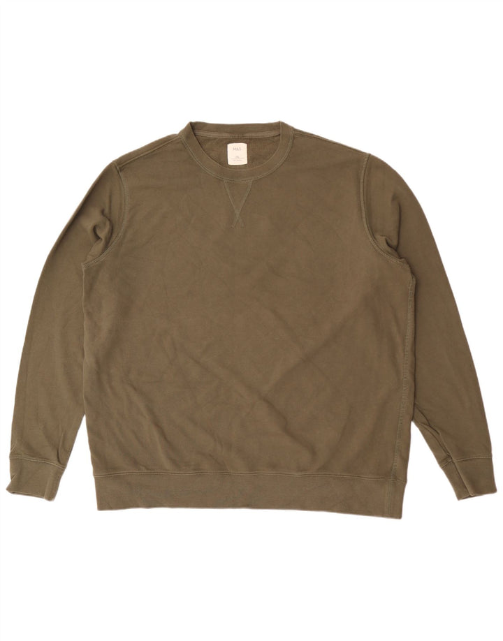 Marks & Spencer Mens Sweatshirt Jumper 2XL Khaki Cotton