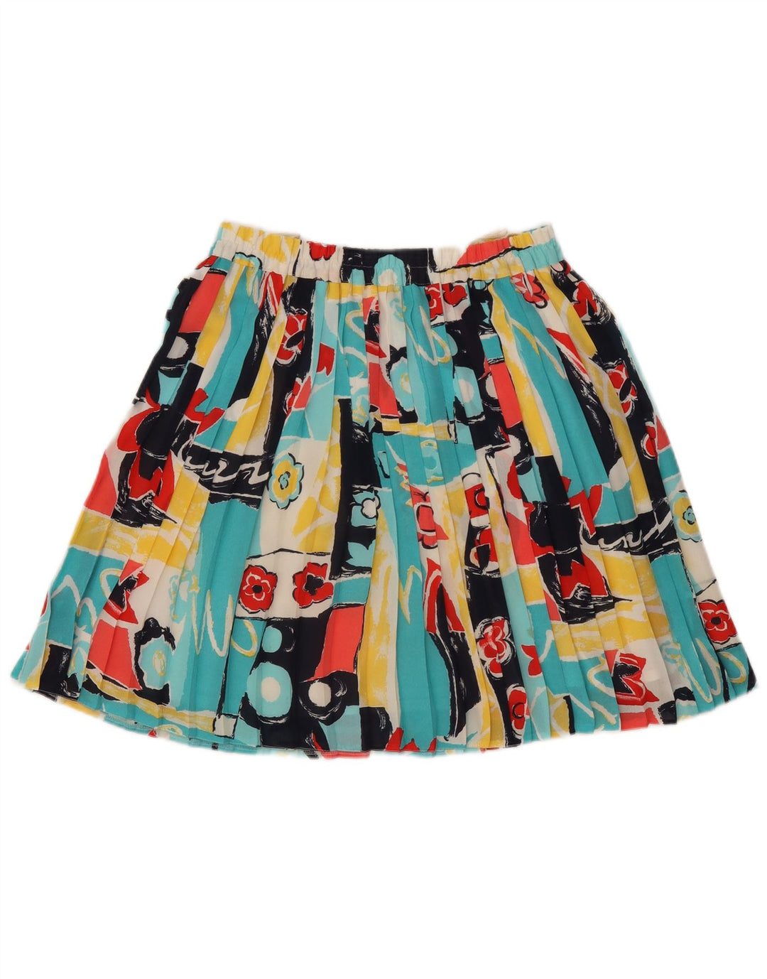 Vintage Womens Abstract Pattern Knife Pleated Skirt UK 14 Medium W32 Multic