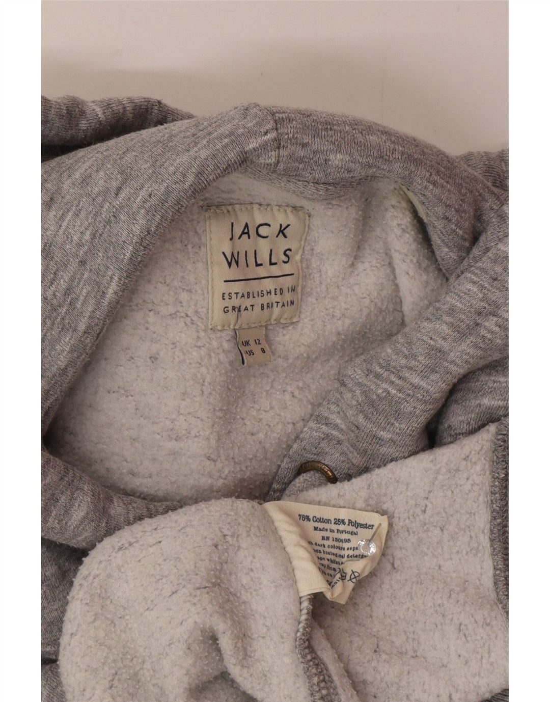 Jack Wills Womens Graphic Oversized Hoodie Jumper UK 12 Medium Grey Flecked