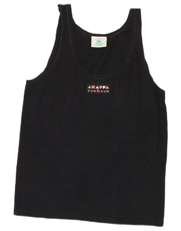 Kappa Womens Vest Top UK 14 Large Black Cotton