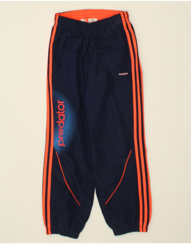 ADIDAS Boys Graphic Tracksuit Trousers Joggers 9-10 Years Navy Blue | Vintage Adidas | Thrift | Second-Hand Adidas | Used Clothing | Messina Hembry 