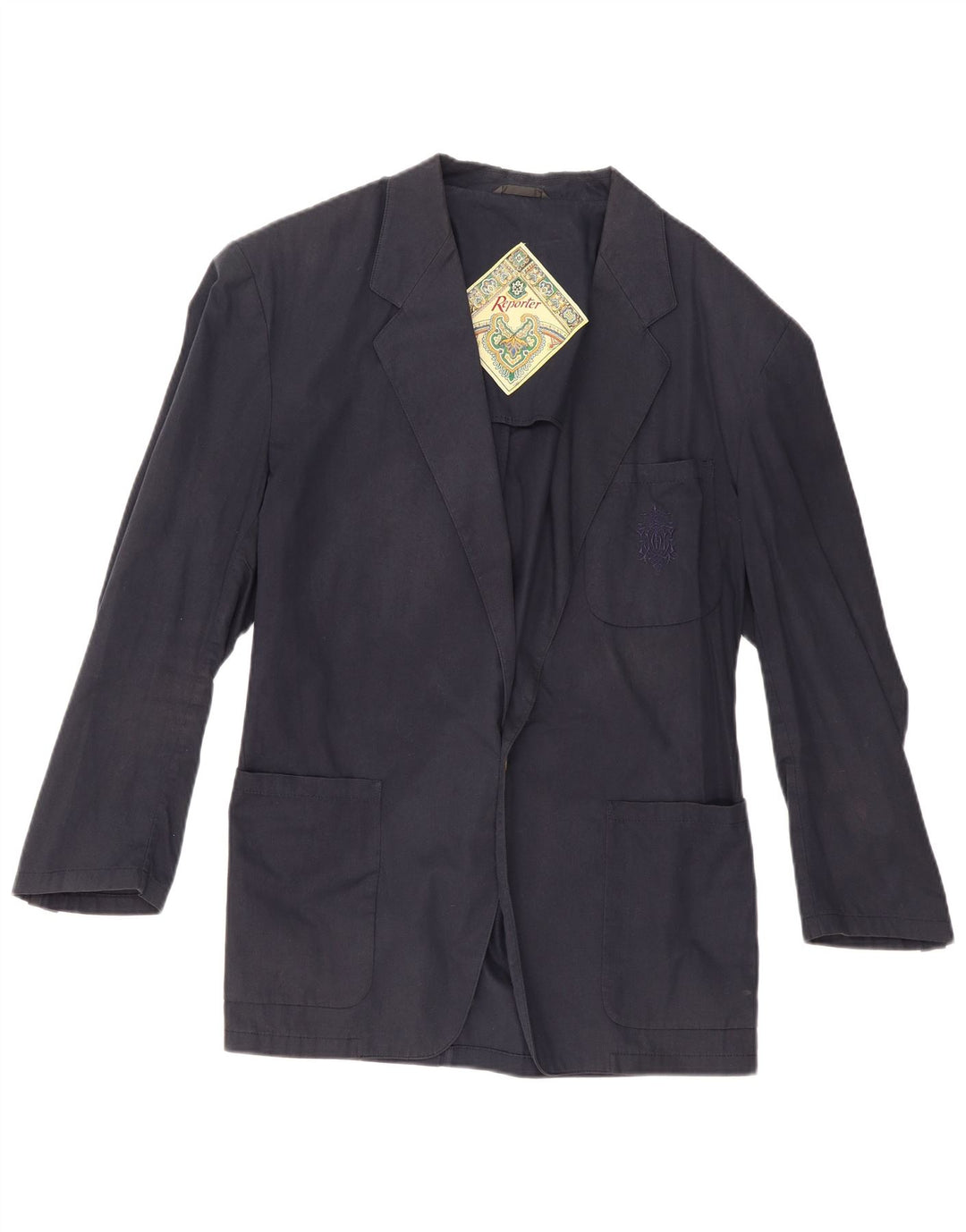 Reporter Mens 1 Button Blazer Jacket IT 52 XL Navy Blue Cotton