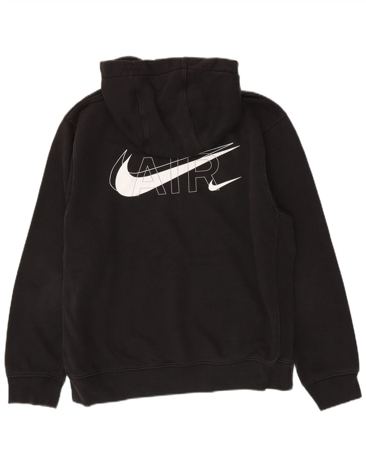 NIKE Mens Graphic Hoodie Jumper Medium Black Cotton